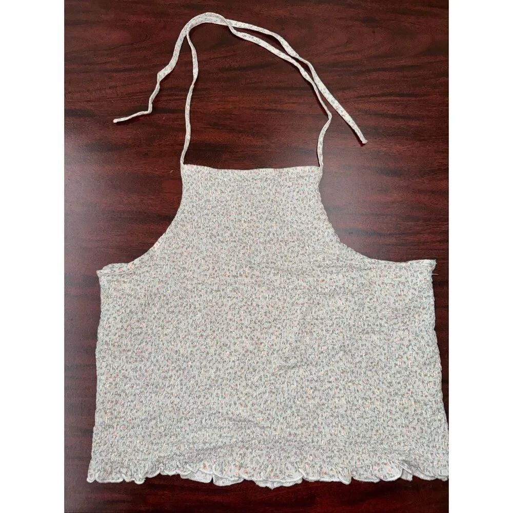 American Eagle Cropped Floral Halter Blouse Size Large